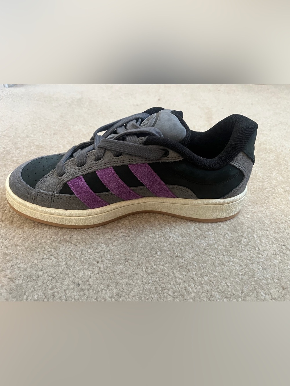 Adidas Campus 00s Beta Sneakers Women’s 7 Gray Black Purple Suede JH5608 Gum Sol